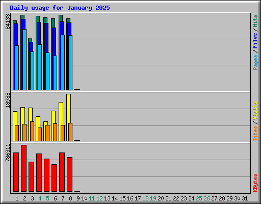 Daily usage for January 2025