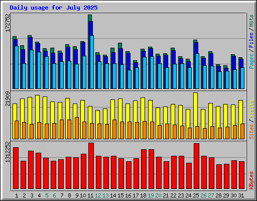 Daily usage for July 2025